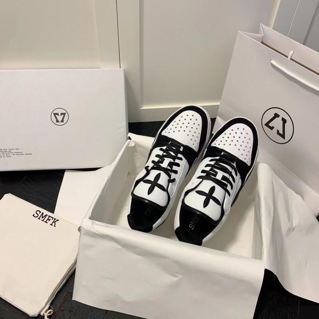Smfk Giày Thể Thao Bằng Da Thật Đế Dày Tăng Chiều Cao Phối Màu Phong Cách Preppy Thời Trang Mùa Xuân 2022
