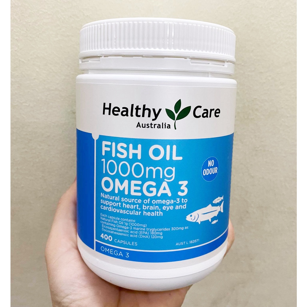 Viên Uống Dầu Cá Healthycare Fish Oil 1000mg 400C- Úc, Tăng Cường Sức Khỏe 1000mg