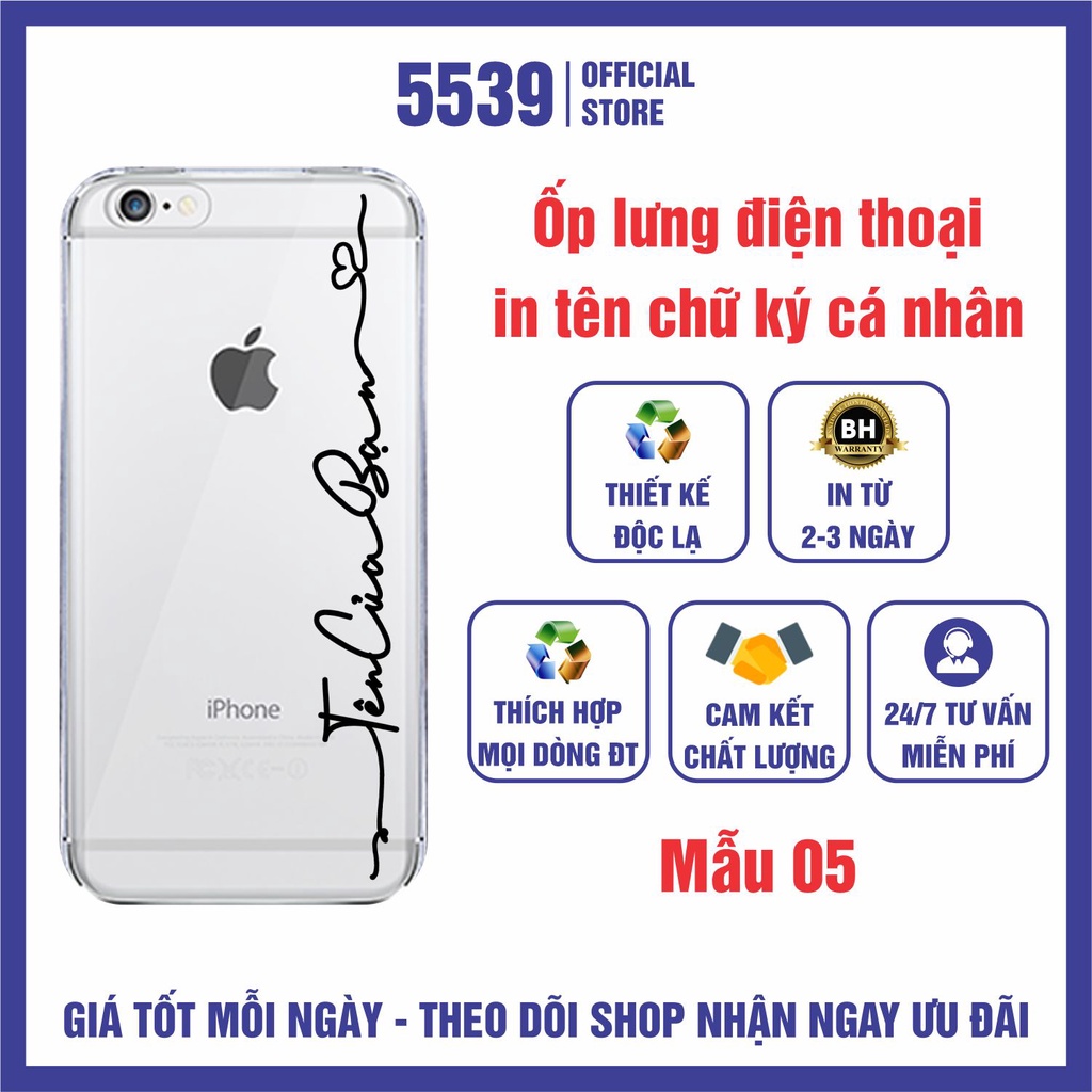 Ốp lưng in tên chữ ký theo yêu cầu thích hợp mọi dòng điện thoại vui lòng chat với shop trước khi đặt hàng - Shop 5539