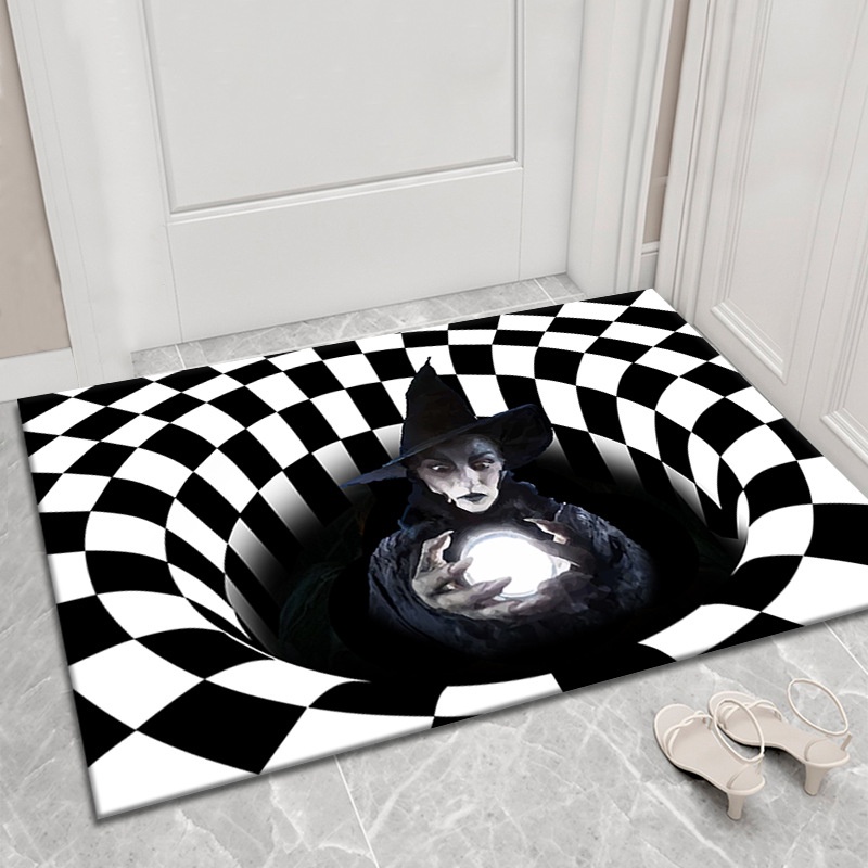 Thảm Sàn In Hình Mặt Chú Hề 3D Phong Cách Halloween 40 * 60CM