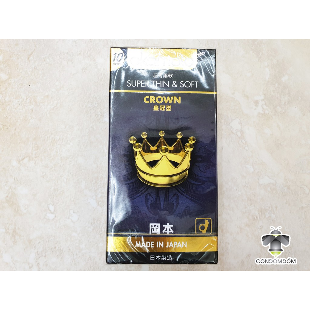 Hộp 10 Bao cao su Okamoto Crown cực siêu mỏng, mềm và mịn