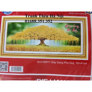Tranh theu chu thap Giàu sang phú quý 88811 92x41cm
