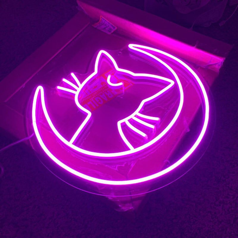 Đèn Trang Trí Led Neon Sign Mèo Và Trăng