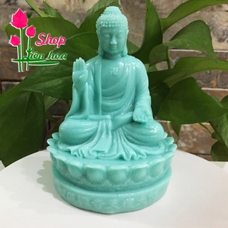 Tượng phật màu xanh ngọc cao 14 cm đế rộng 10 cm mang bình an cho mọi người