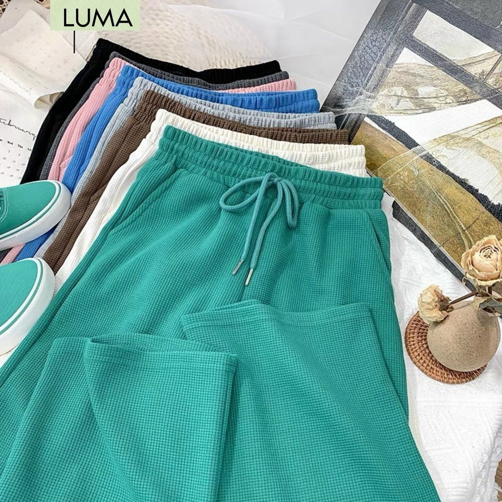 Quần xuông nữ vải tổ ong dày dặn có dây rút tăng chỉnh hot mùa thu đông LUMA 153