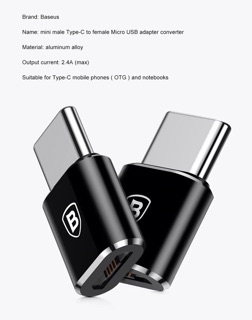 Jack chuyển Micro USB sang USB type C 3.1 BASEUS - BH 6 Tháng