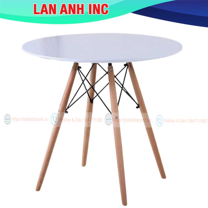 Bàn ăn cafe gỗ tròn đẹp hiện đại nhập khẩu giá rẻ Eames LAB01