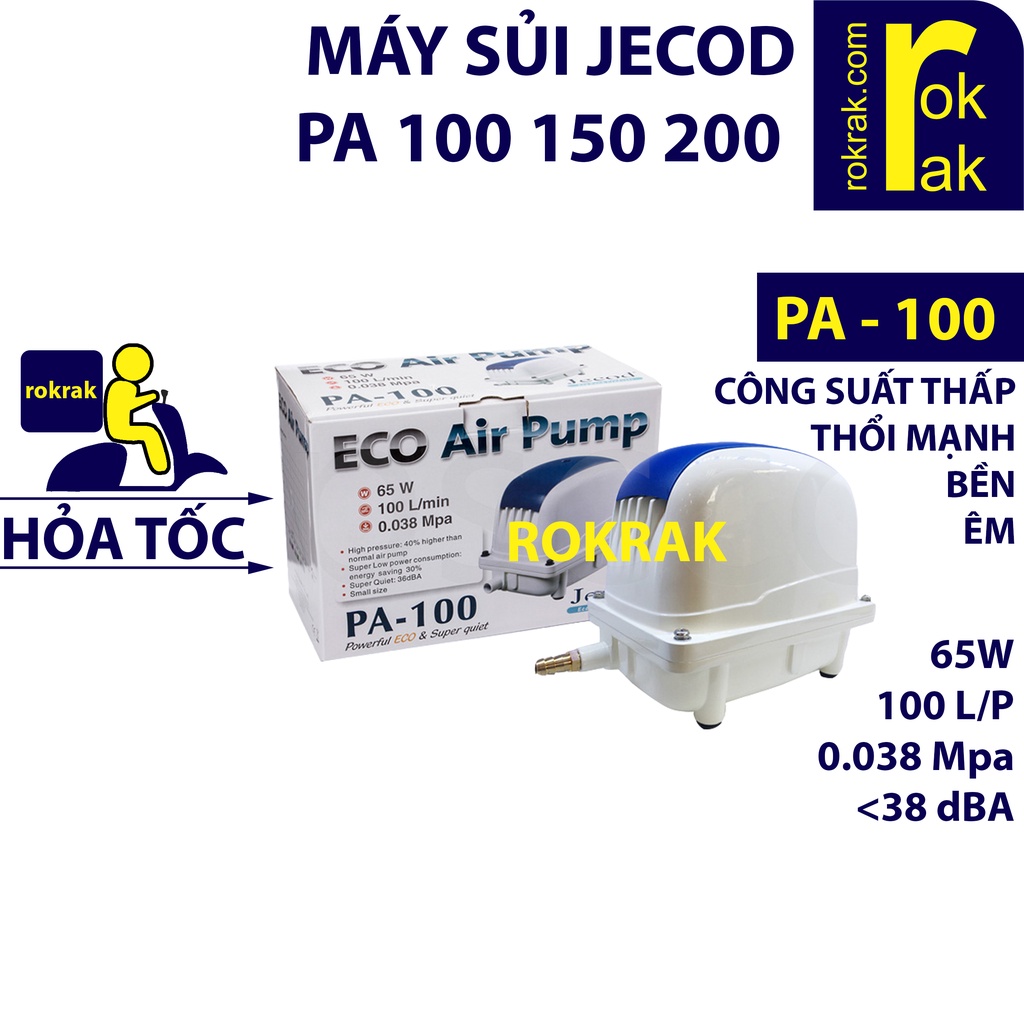 Máy sủi oxy Jecod PA-100-150-200 45 DÒNG CAO CẤP siêu mạnh bền cho hồ cá - ROKRAK