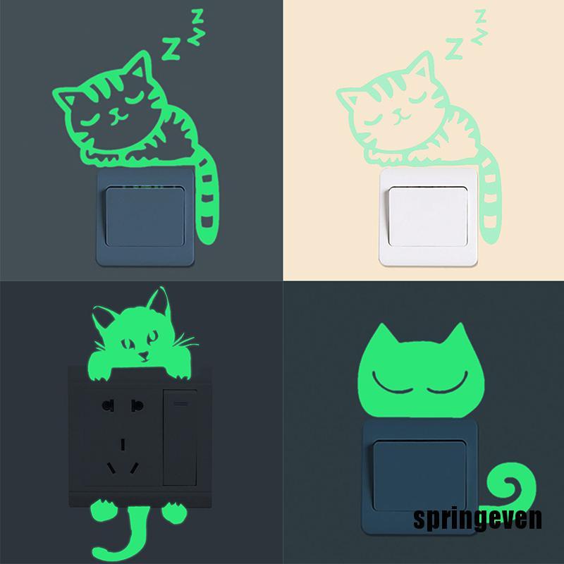 Miếng Dán Tường Dạ Quang Hình Mèo Có Thể Tháo Gỡ Trang Trí Nhà Cửa Diy