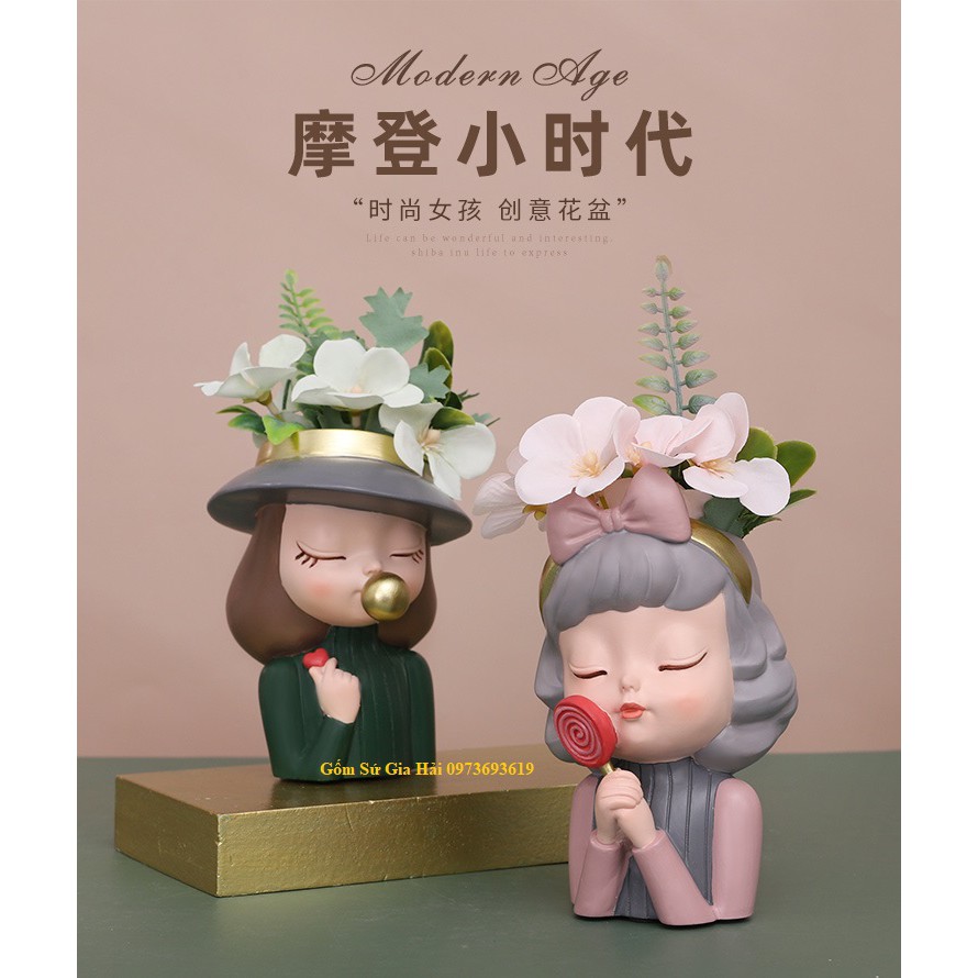 Chậu hoa cá tính sáng tạo dễ thương cô gái Bắc Âu