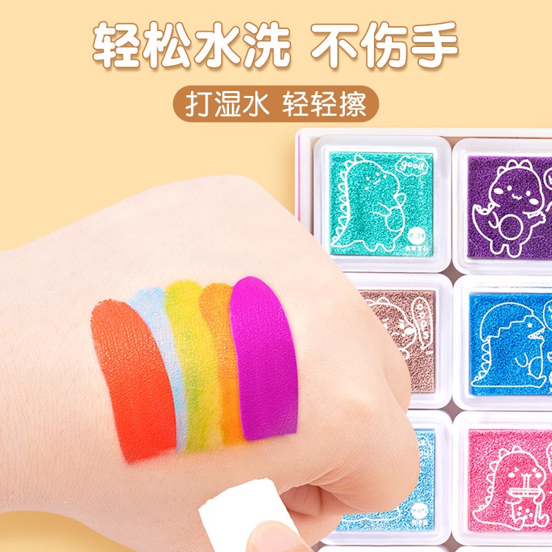 [Sẵn hàng] Hộp Mực In Dấu Vân Tay Cho Bé 24 Màu Tùy Chọn Cho Trẻ Em