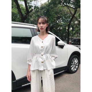 Áo bo eo khuy sừng