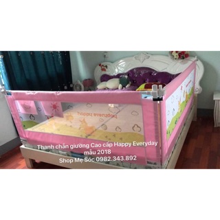 Thanh chắn giường mẫu trượt 2018 SKIDS Happy everday màu Hồng 1m8