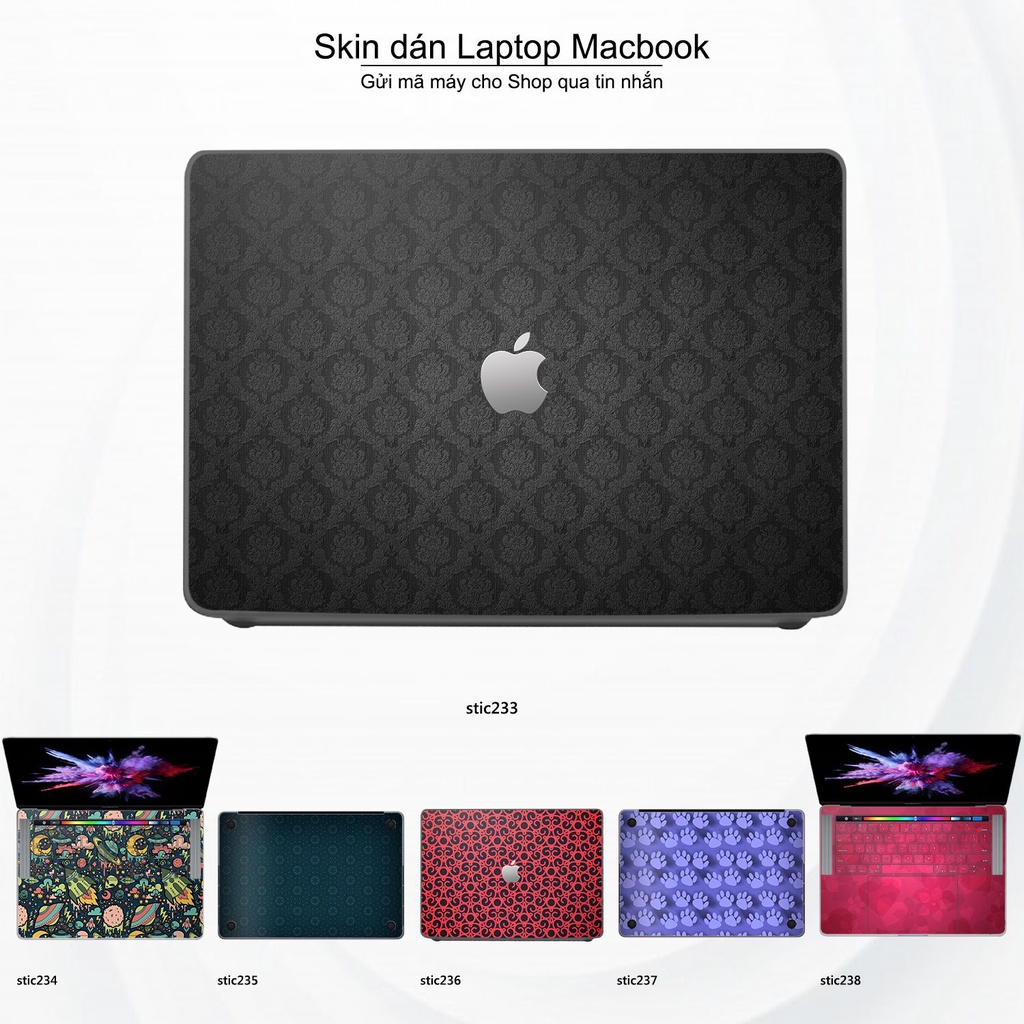 Skin dán Macbook mẫu Hoa văn sticker (đã cắt sẵn, inbox mã máy cho shop)