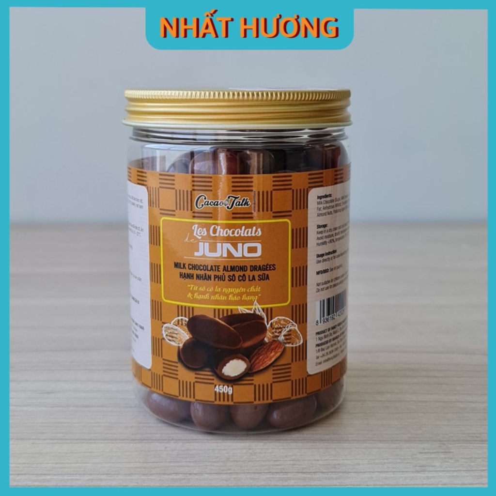 Hạnh Nhân Phủ Sô Cô La Sữa Nguyên Chất 450gr