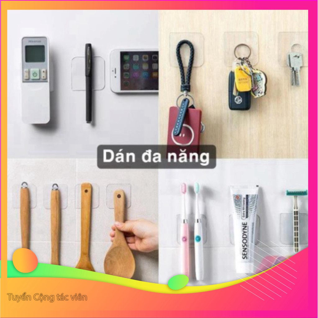 FREE SHIP & FREESHIP Miếng dán tường 2 mặt keo trong siêu chắc dự phòng cho kệ remote , kệ xà bông, dán tranh chịu lực c