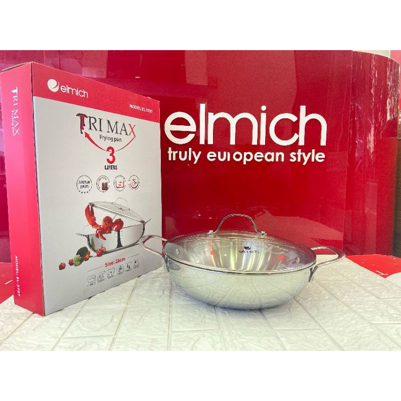 Chảo sâu lòng inox Elmich 3 lớp đáy liền elmich trimax el3797 28 cm 30cm