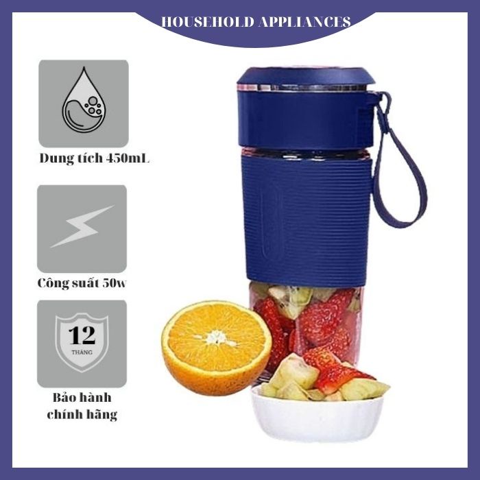 cốc xay sinh tố cầm tay mini đa năng Juicer loại 4 lưỡi dao chính hãng