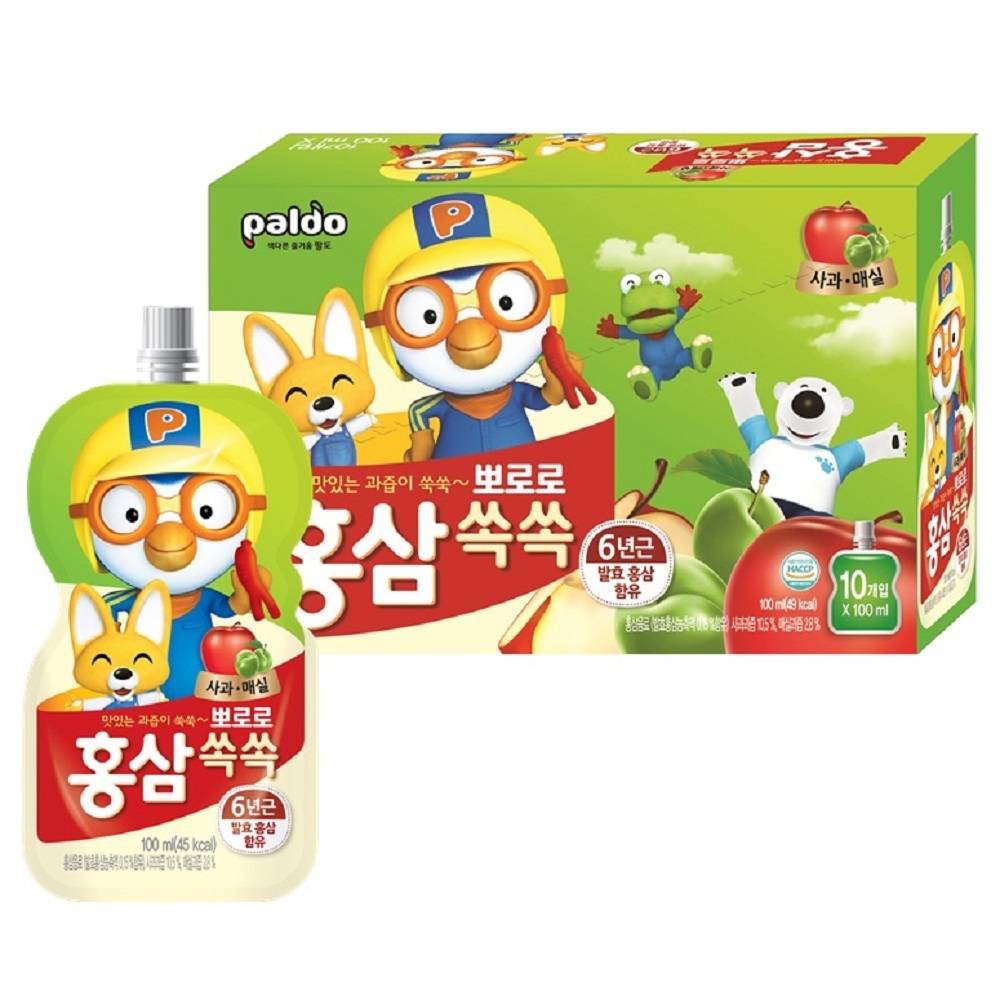 Nước hồng sâm Pororo trẻ em vị táo 100ml