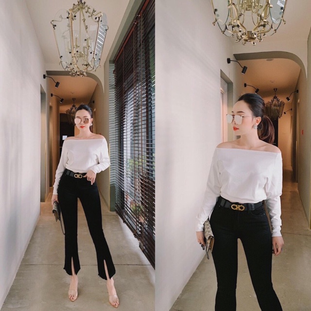 Áo thun bẹt vai tay dài