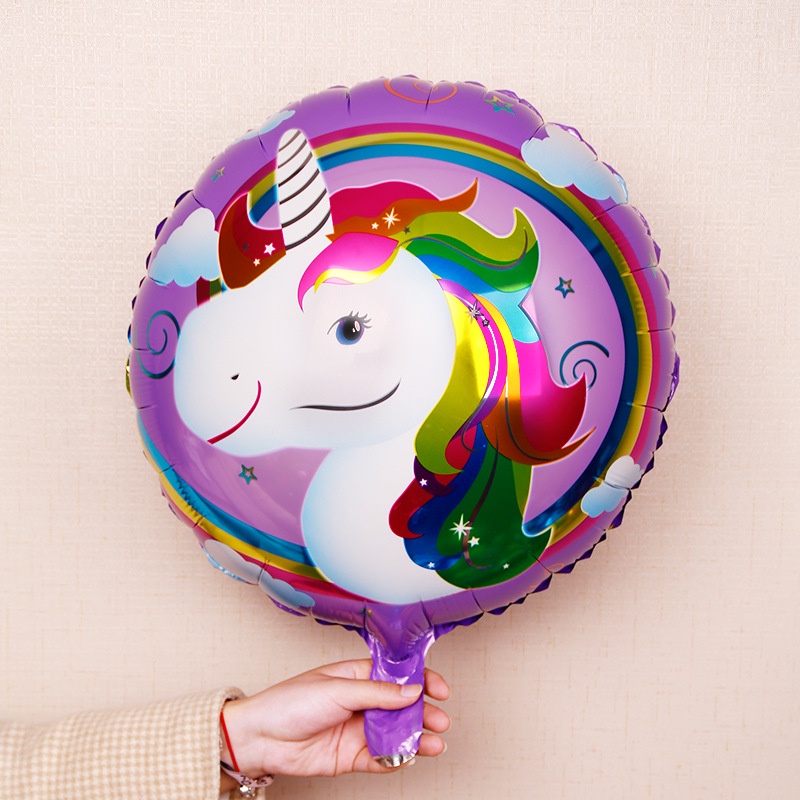 Bong Bóng Lá Nhôm Hình Tròn 18 inch Nhiều Phong Cách Kỳ Lân Baoli Captain America boss baby Frozen hello Kitty Làm Quà Tặng Cho Bé