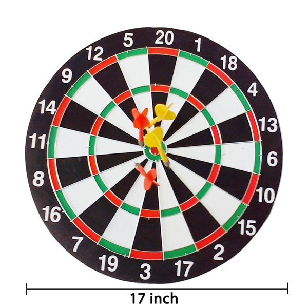 Bảng Phóng Phi Tiêu 40cm - Bảng Phi Tiêu Chân Kim 2 Mặt 17 Inch (Kèm Bộ 6 Phi Tiêu)