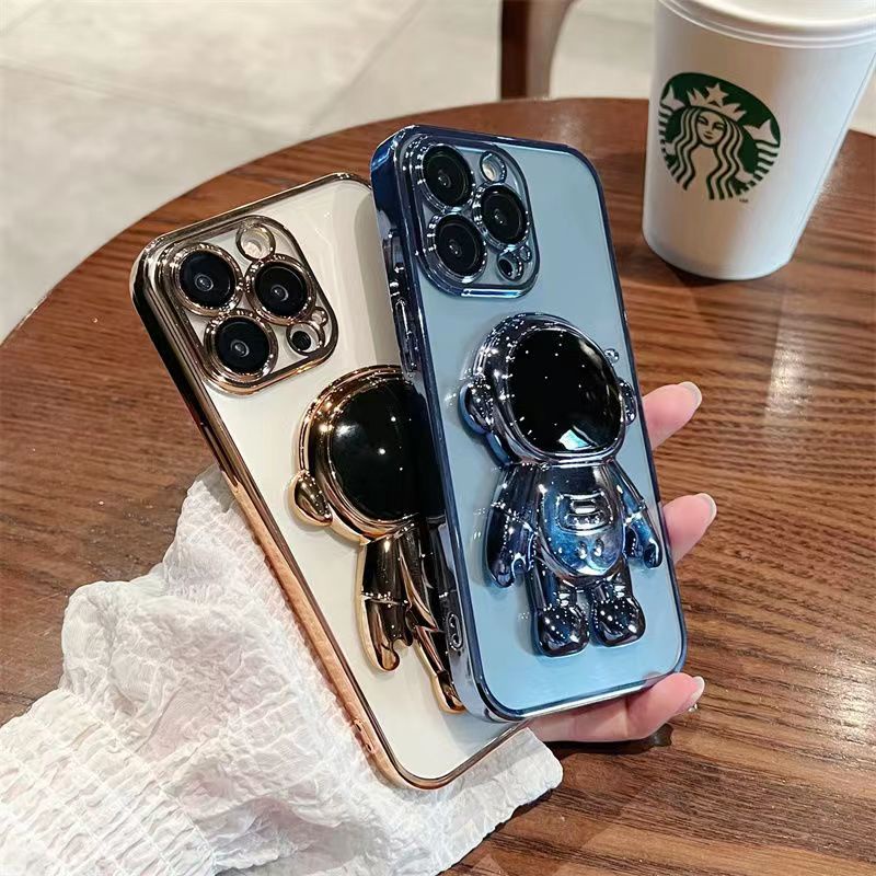 Ốp Điện Thoại TPU Mềm Trong Suốt Có Giá Đỡ Hình Phi Hành Gia Cho Iphone 13 12 11 Pro Max Xs Max Xr 8 7Plus