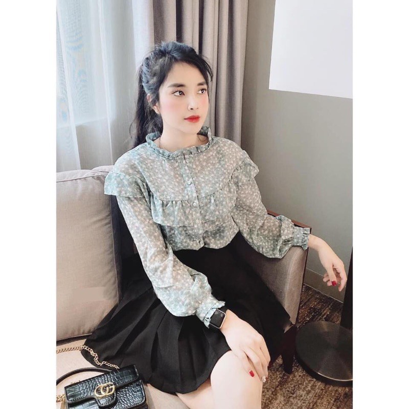 [Mã WASTUP giảm 10% tối đa 30K đơn 99K] ⚡️BÁN SỈ ⚡️Áo sơmi hoa nhí màu xanh bèo cổ