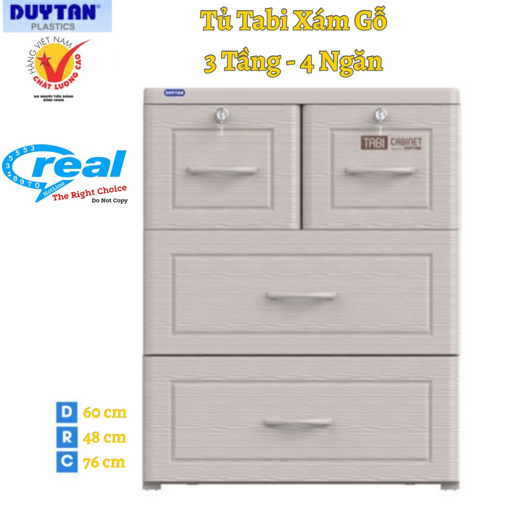 Tủ nhựa duy tân vân gỗ cao cấp Tabi-L 3 Tầng- 4 Ngăn - Nhựa Duy Tân Chính Hãng