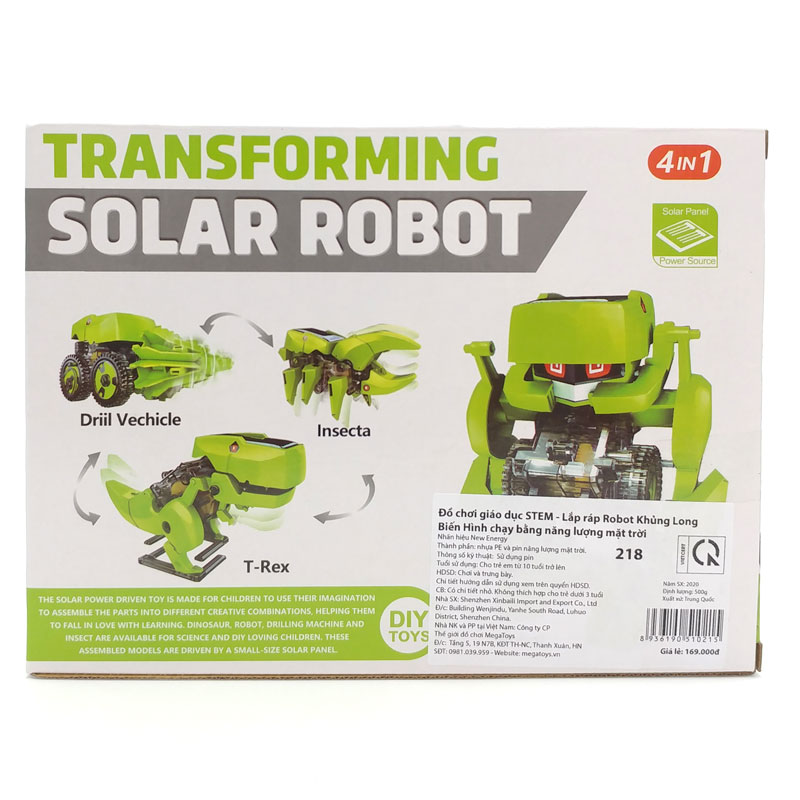 Đồ Chơi Giáo Dục STEM - Lắp Ráp Robot Khủng Long Biến Hình Chạy Bằng Năng Lượng Mặt Trời 218 - New Energy