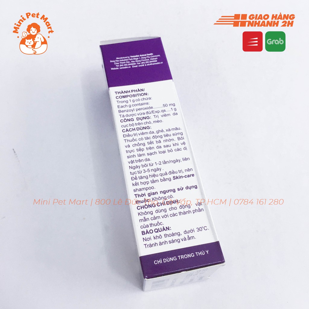 VEMEDIM ANTI DERM - Thuốc trị viêm da, ghẻ, xà mâu cho chó mèo (40g)