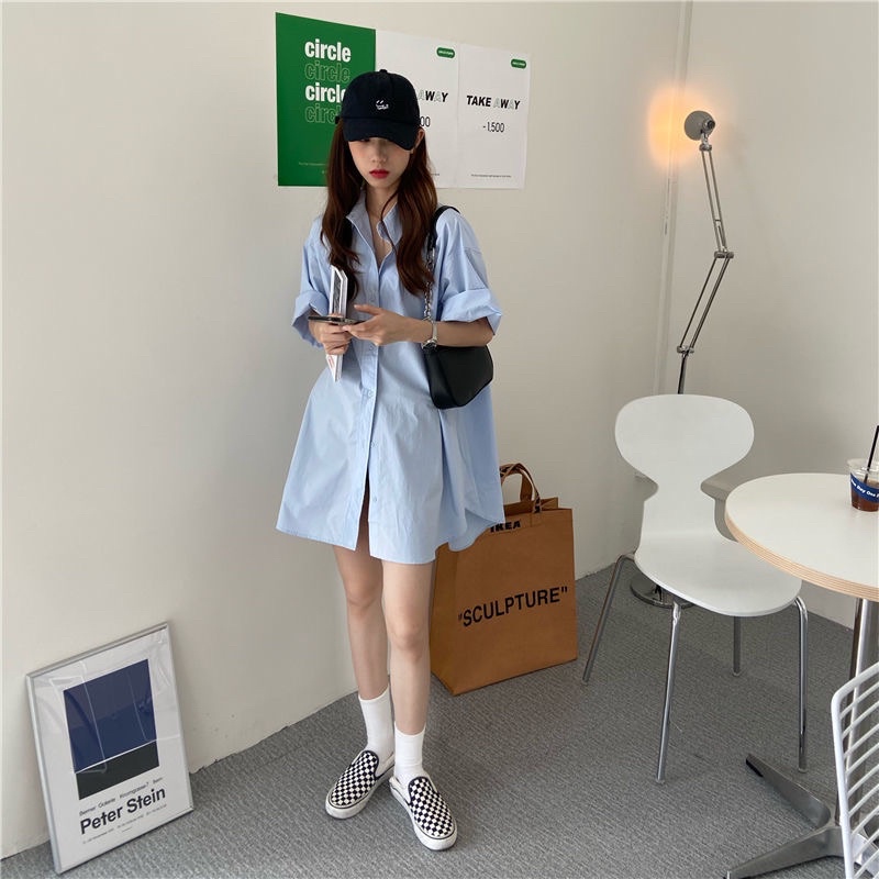 Áo sơmi xẻ tà dáng rộng tay lỡ hàng Quảng Châu siêu xinh