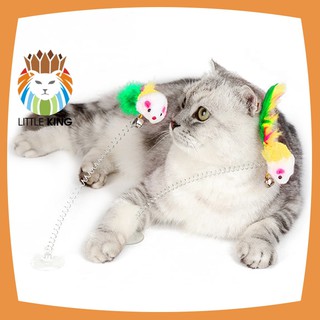 Đồ chơi chuột lò xo có mút gắn kính, sàn nhà cho chó mèo - Little King pet shop