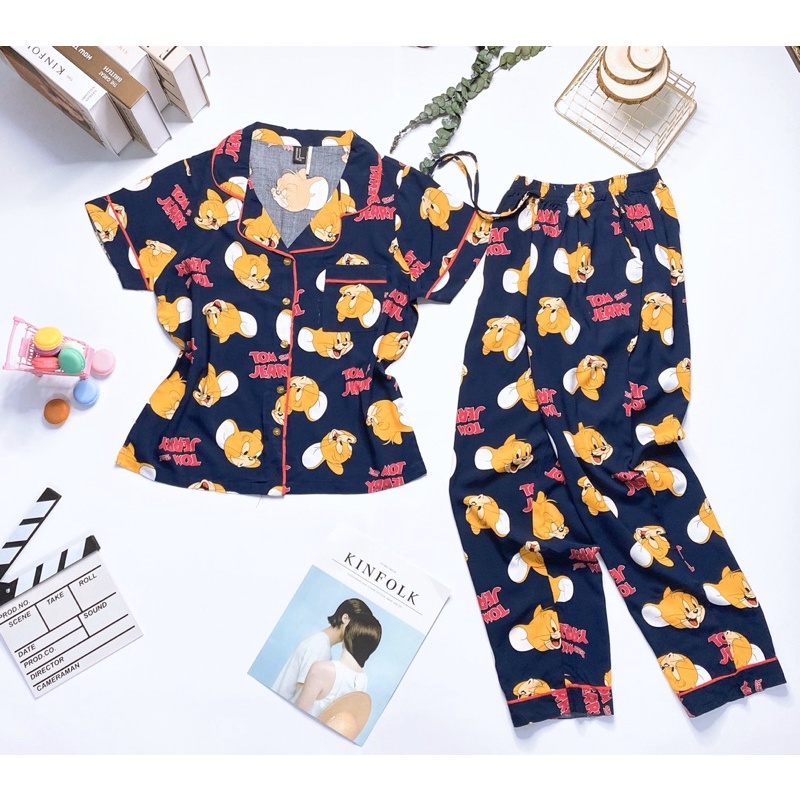 Bộ đồ tole lanh Pijama tay ngắn quần dài F.21 VNXK