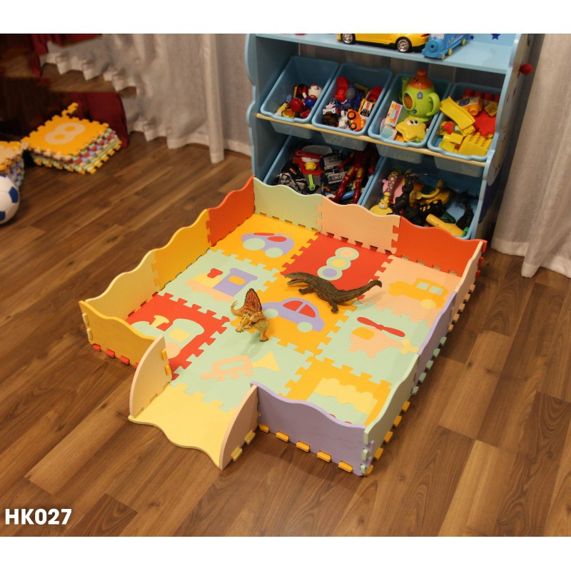 Thảm xốp ghép trải sàn CAYABE Infantino 9 tấm hình họa  bao gồm quây