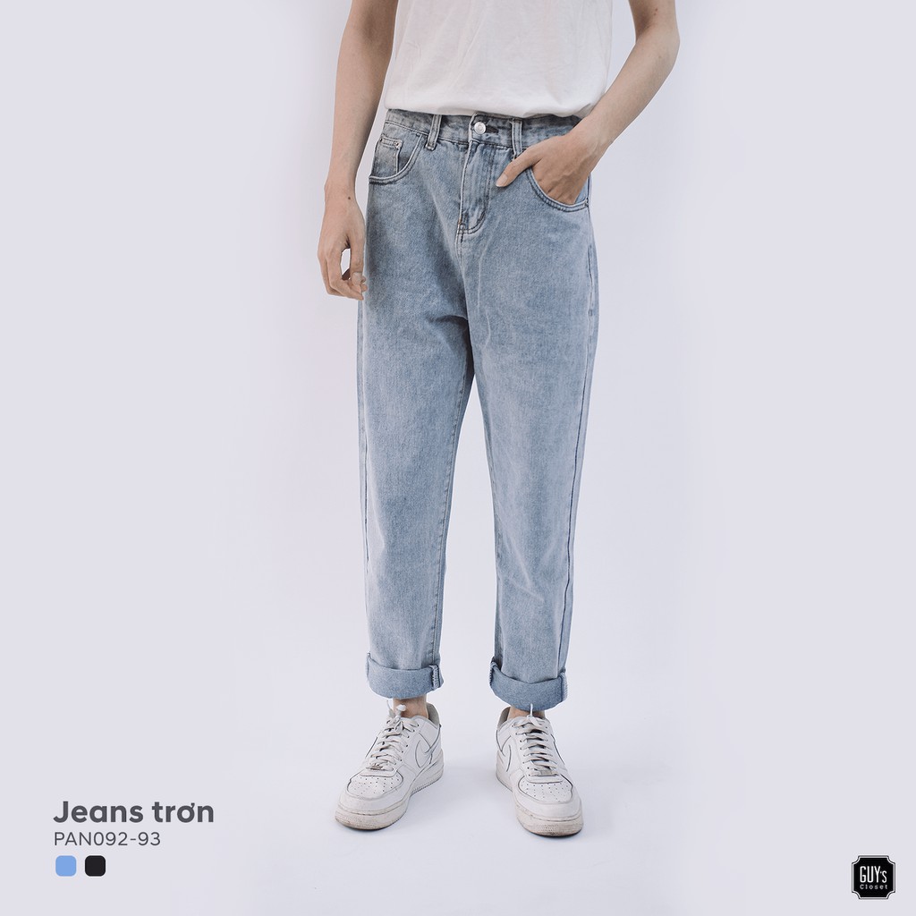 Quần Jeans trơn KK05 GUY's Closet kiểu basic ống suông