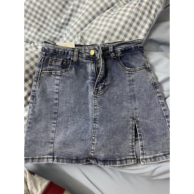 Quần Giả Chân Váy Bò Kèm Quần Trong Chữ A Lưng Cao Xẻ Tà/ Váy Jeans Denim Ôm Hông Cá Tính Gợi Cảm Hàn Quốc V00010