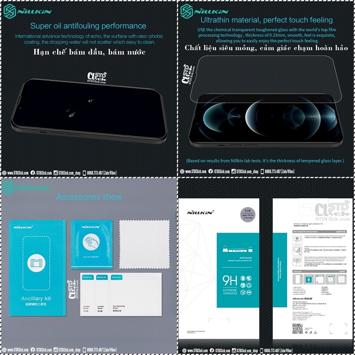 KÍNH CƯỜNG LỰC IPHONE 13 PRO MAX - 13 PRO - 13 NILLKIN AMAZING H CHÍNH HÃNG HÀNG CHUẨN