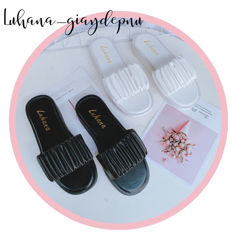 Dép đế xuồng nữ quai nhún thời trang Luhana phong cách ulzzang thời trang.Ms: DÉP ĐẾ XUỒNG