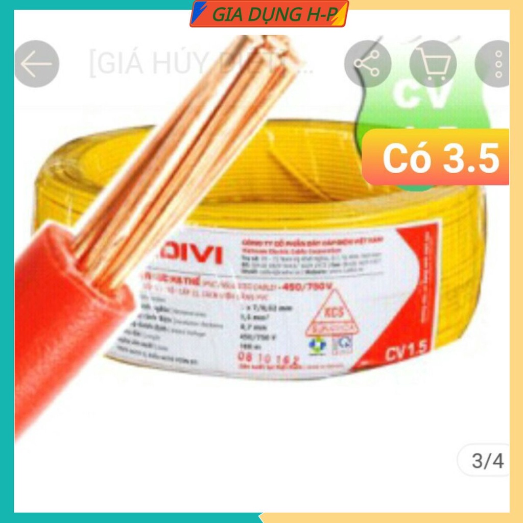 Dây điện Cadivi CV3.5 (cuộn 100m) SALE KỊCH SÀN 50 CUỘN