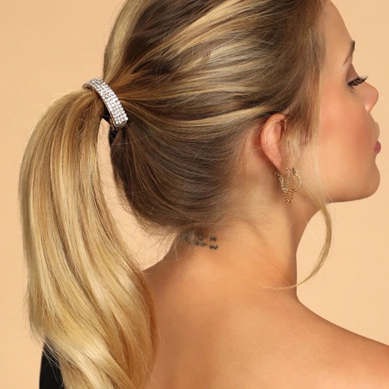 Giá Đỡ Kẹp Tóc Đuôi Ngựa Bằng Hợp Kim Đính Đá Lấp Lánh Cho Nữ