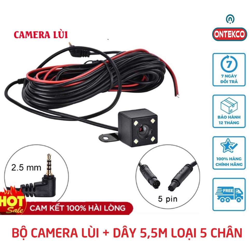 Camera Hành Trình Lùi Loại Jac 5 Chân Kèm Dây 5,5m bóc máy ONTEKCO