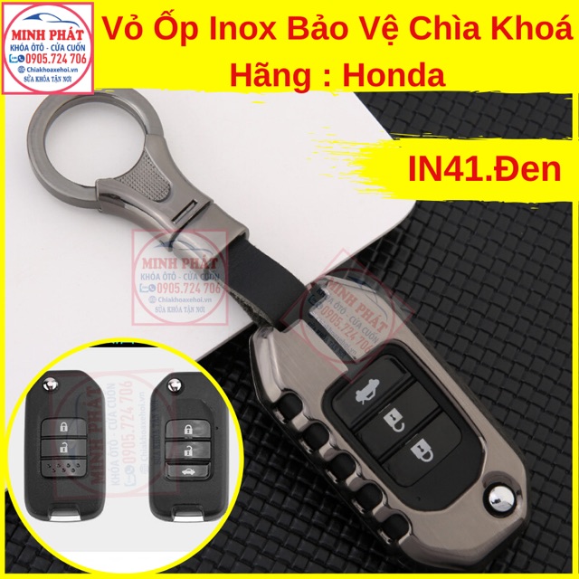 Vỏ Ốp Inox Bảo Vệ Chìa Khoá xe Ô Tô Honda Brio City