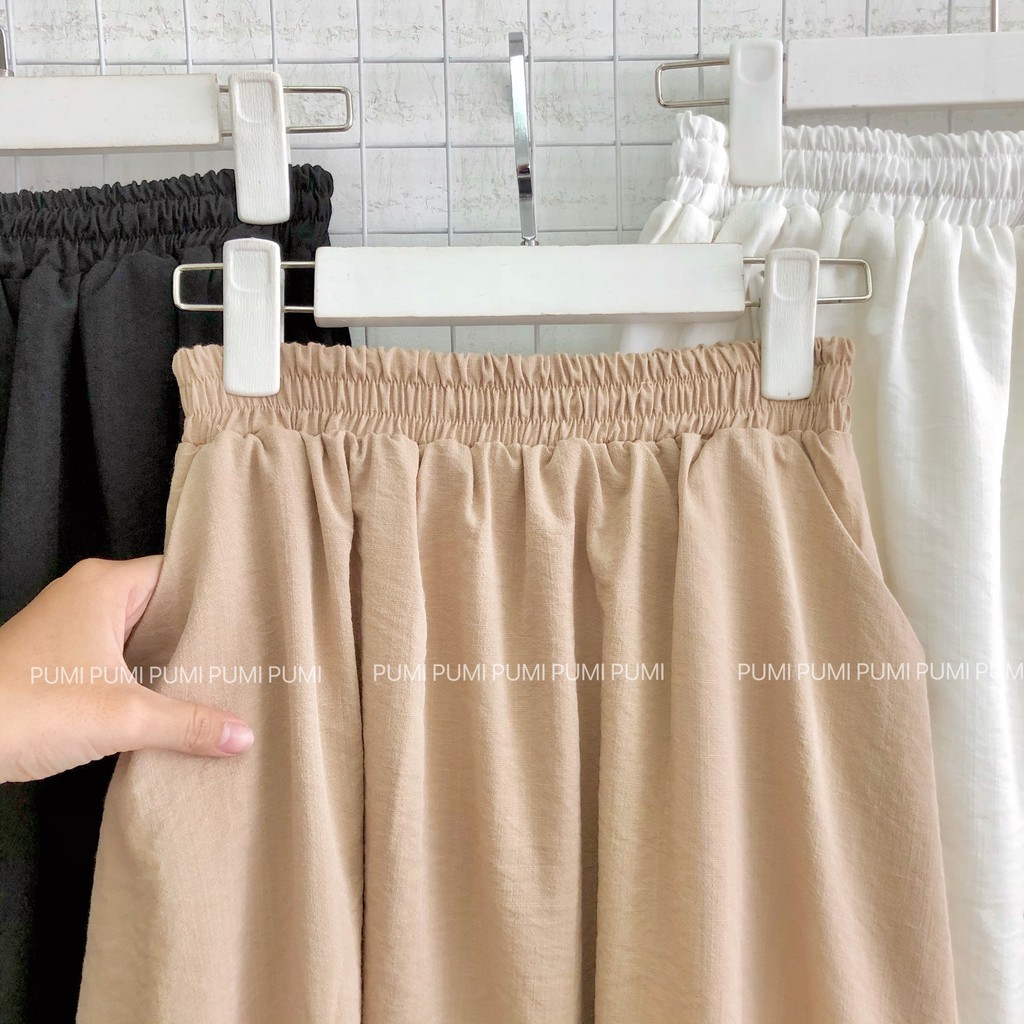 Chân váy lưng thun xòe lửng dễ mặc dễ phối áo không lót - Pumi