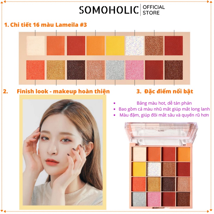 Phấn mắt Lameila 16 ô nội địa trung xinh xắn Tutu Eye Shadow Somoholic BM3