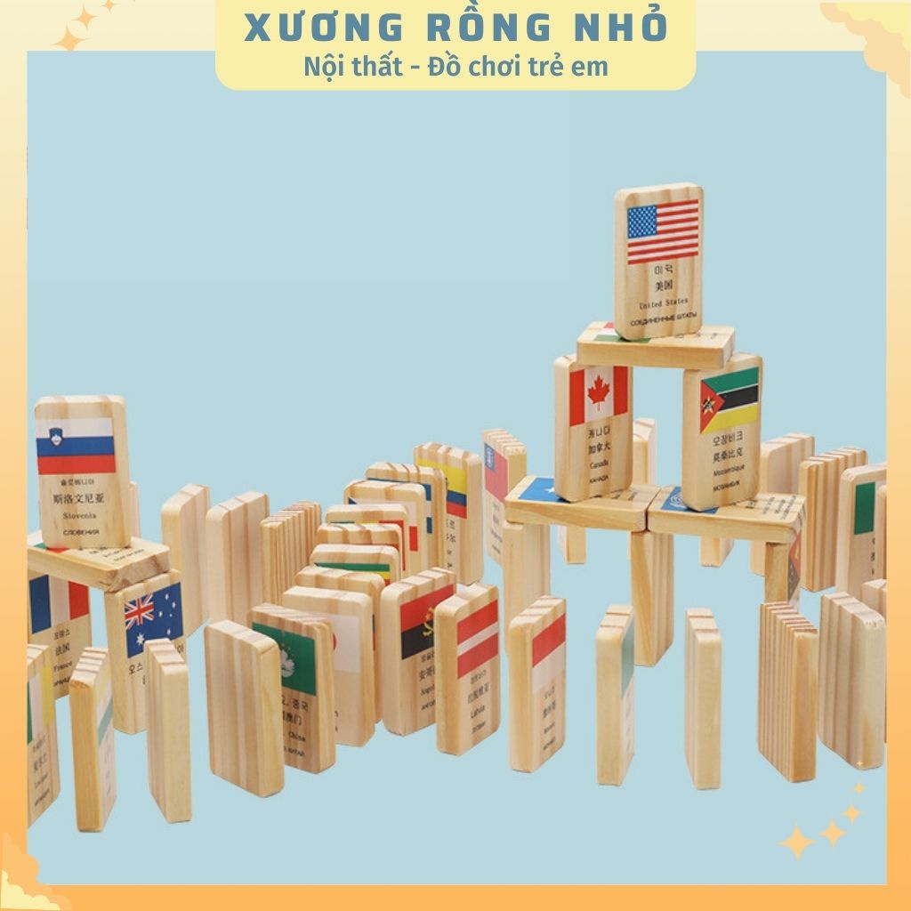 Domino 100 Lá Cờ Các Quốc Gia Các Nước Trên Thế Giới, Đồ chơi thông minh cho bé - Xương Rồng Nhỏ