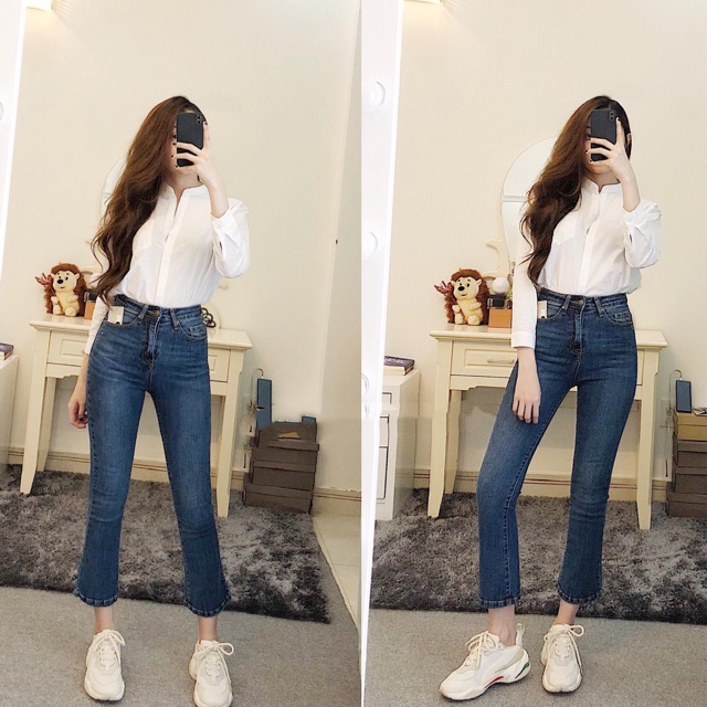 Quần loe ngố basic lưng cao