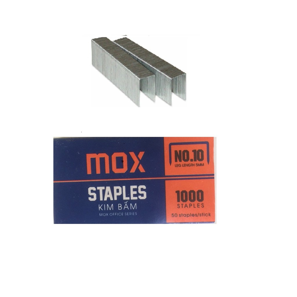 10 hộp Đinh ghim Số 10 MOX - kim U bấm giấy dùng trong văn phòng - No.10