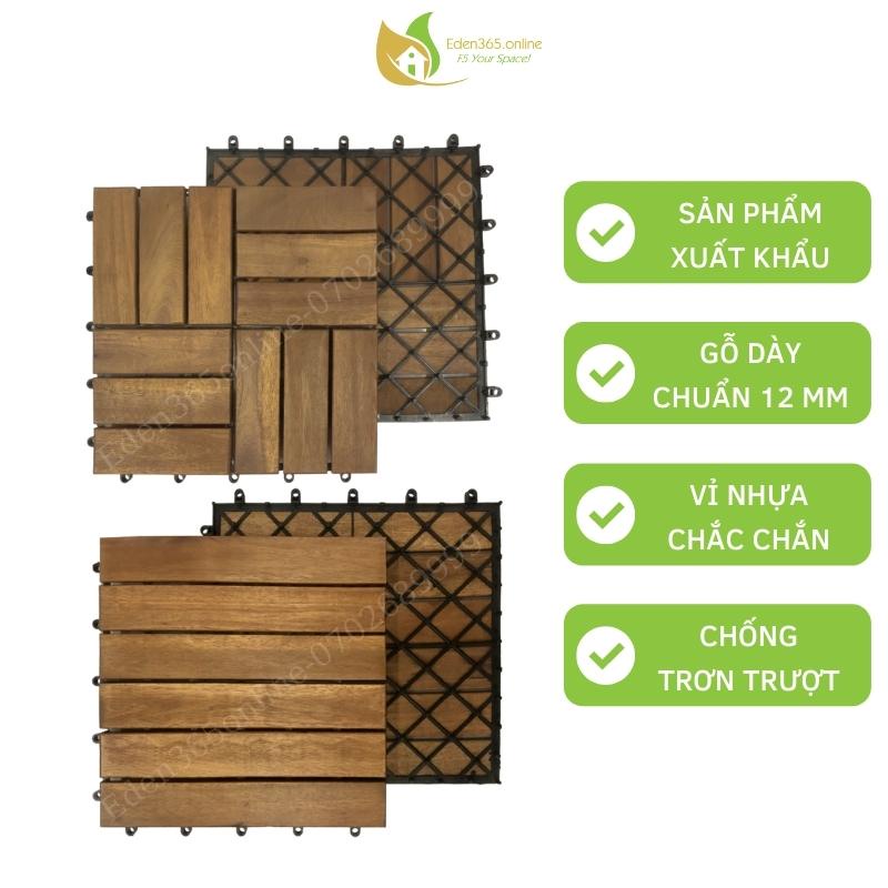 Ván sàn gỗ tự nhiên lót sàn ban công sân vườn, tấm gỗ lót sàn vỉ nhựa tự lắp ráp dùng ngoài trời hàng xuất khẩu-KuteNest