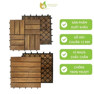 Ván sàn gỗ tự nhiên lót sàn ban công sân vườn, tấm gỗ lót sàn vỉ nhựa tự lắp ráp dùng ngoài trời hàng xuất khẩu-KuteNest